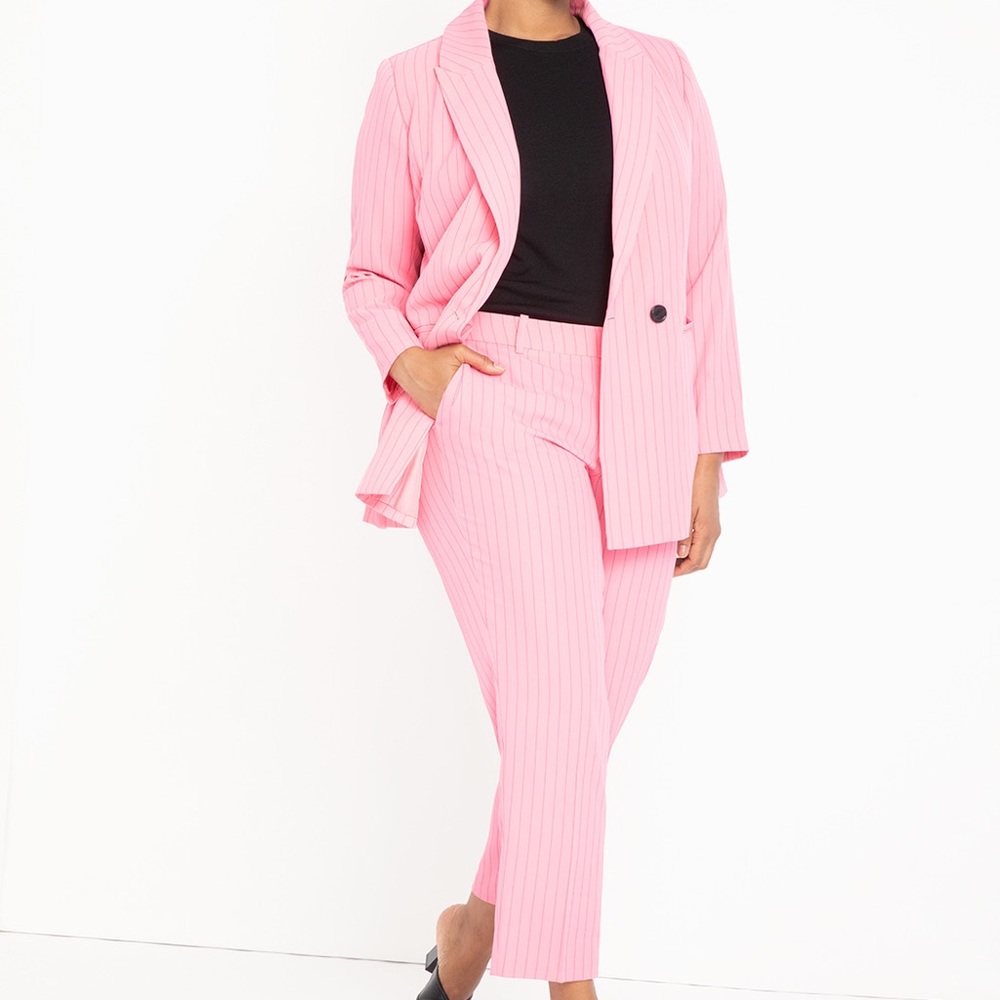 Eloquii Pink Pinstripe Suit
